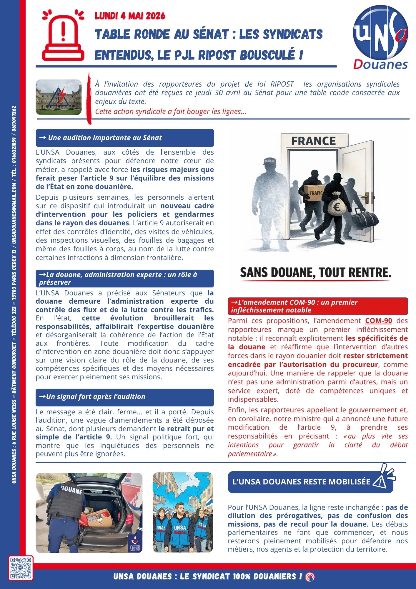 Table ronde au Sénat : les syndicats entendus, le PJL RIPOST bousculé ...